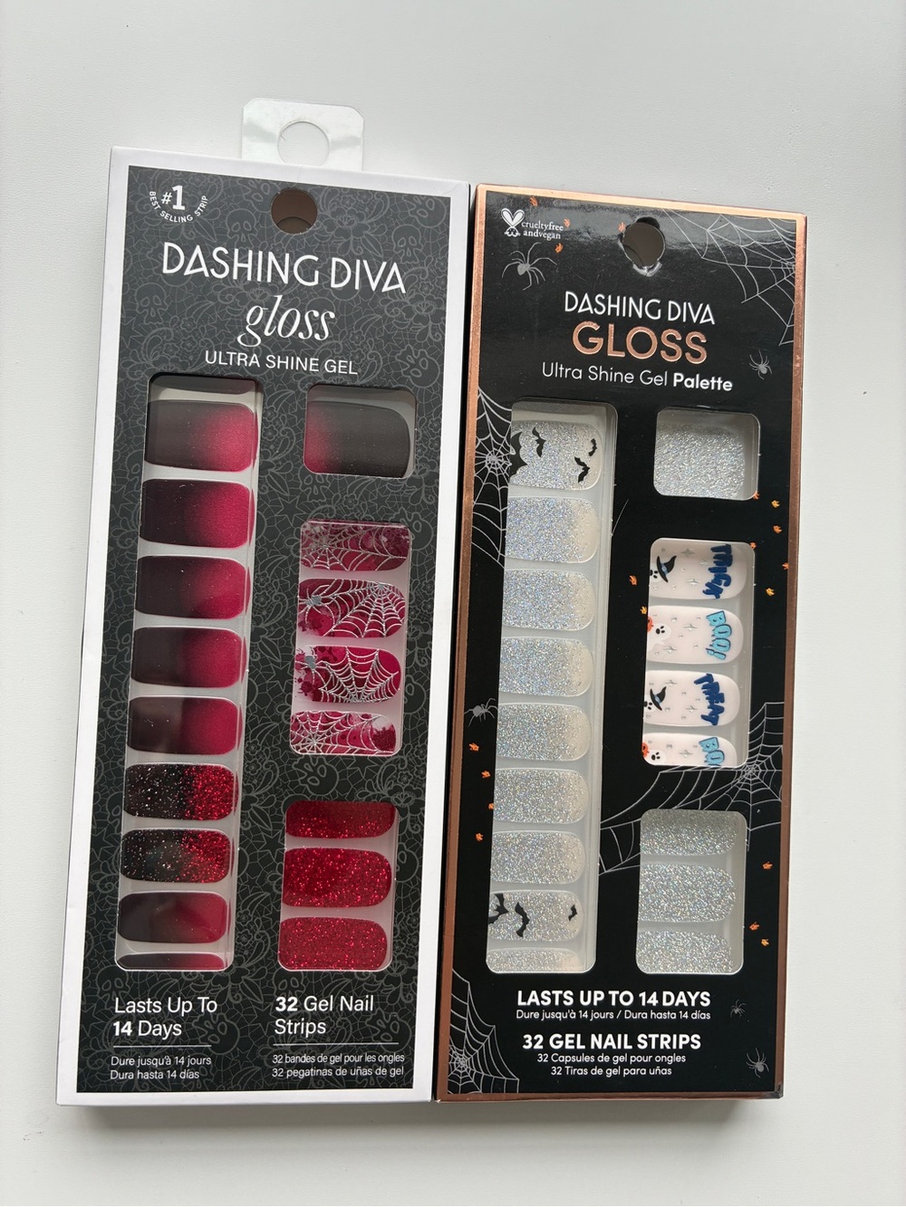 Dashing Diva Halloween Nail Strips 2-Pack Webbed & Wicked Batting Hour
